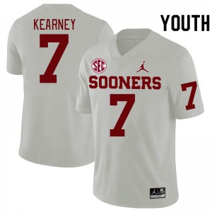 Youth Zion Kearney White Oklahoma Sooners 2024 SEC Conference College Football #7 Jersey 518278-811