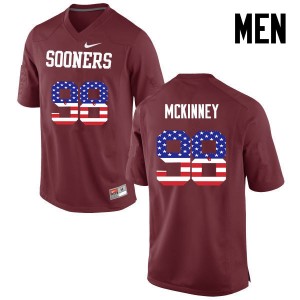 Men Zacchaeus McKinney Crimson OU Sooners College Football USA Flag Fashion #98 Jersey 132613-515