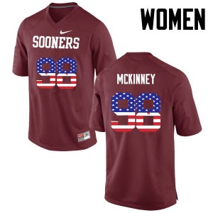 Women Zacchaeus McKinney Crimson OU College Football USA Flag Fashion #98 Jersey 788936-815