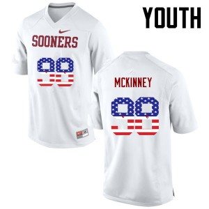 Youth Zacchaeus McKinney White OU College Football USA Flag Fashion #98 Jersey 895481-565