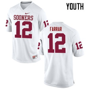 Youth Zach Farrar White OU Sooners College Football #12 Jersey 123985-926
