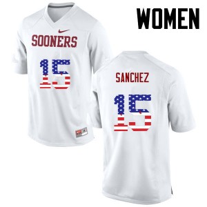 Women Zack Sanchez White OU College Football USA Flag Fashion #15 Jersey 181988-858